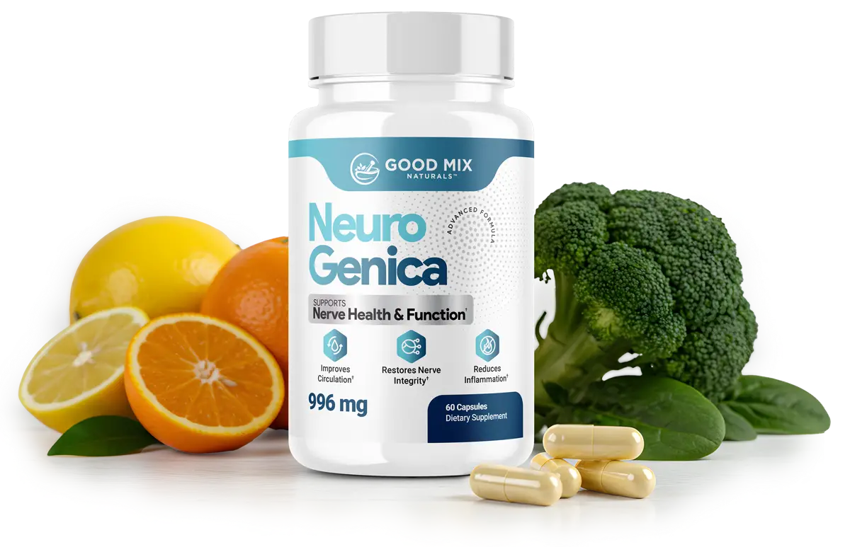 NeuroGenica bottle with ingredient visual